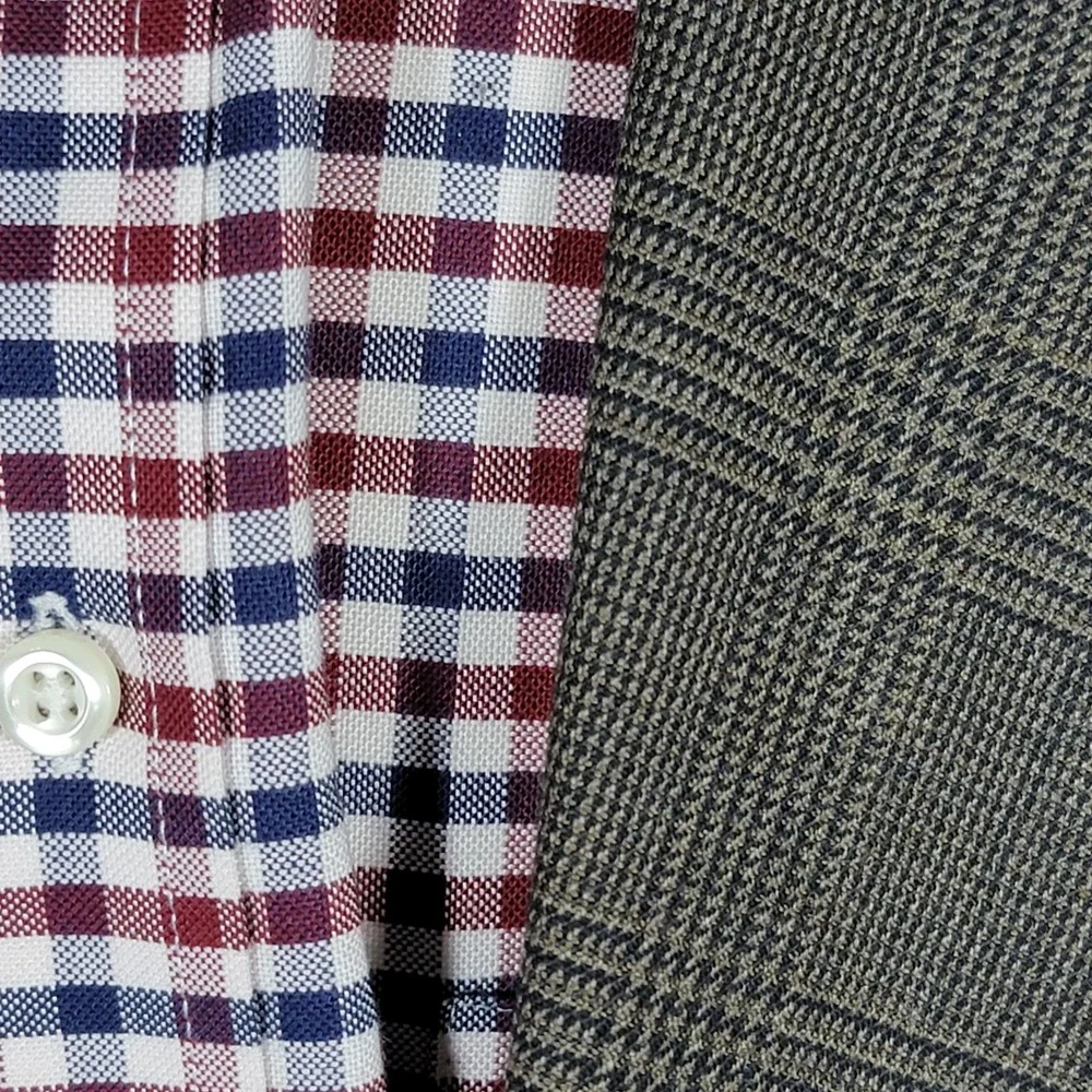 Club Room Men's Sport Coat Blazer Two Button‎ Plaid Brown Pure Wool Size 43R